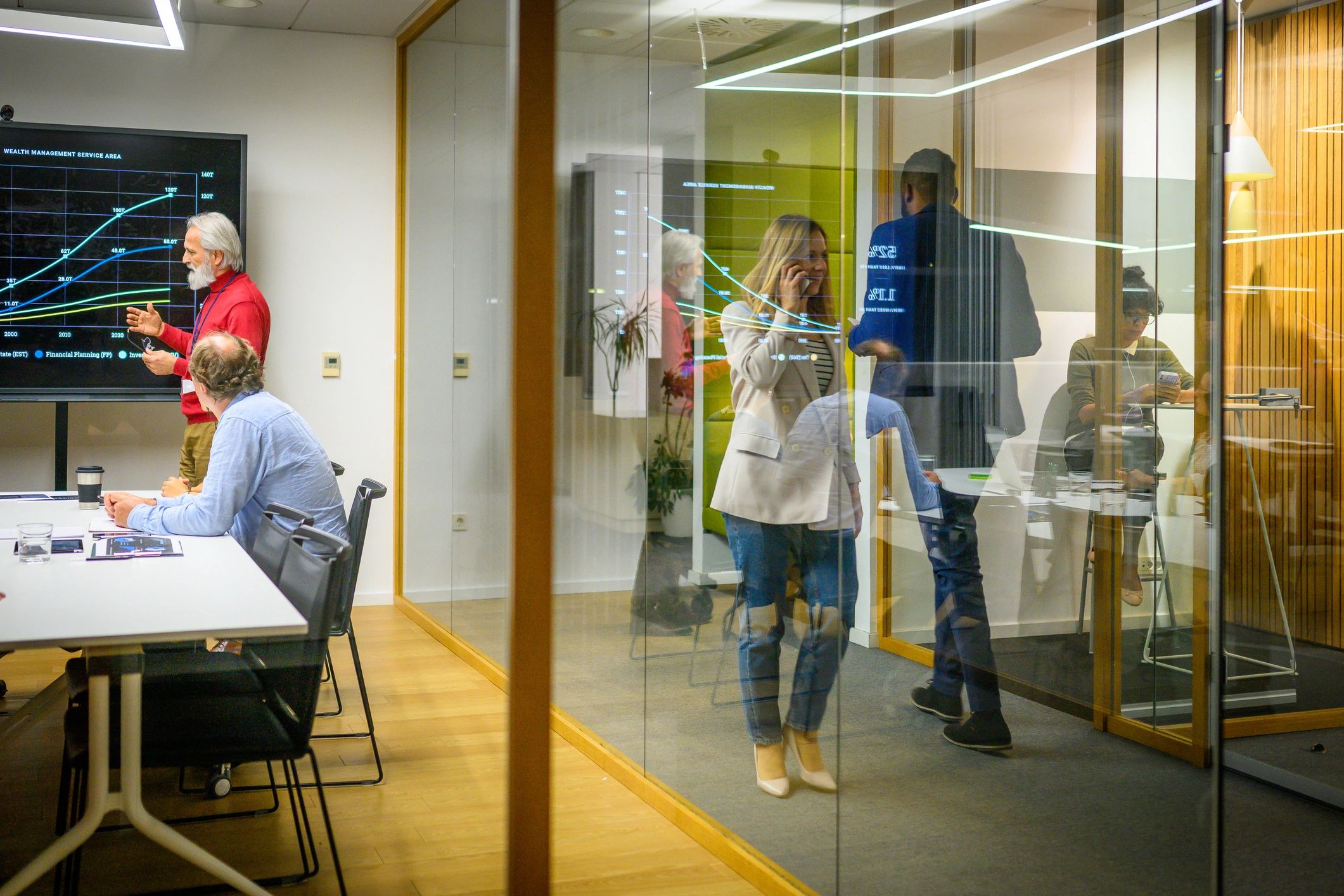 Design consultant presenting ideas in a showroom setting