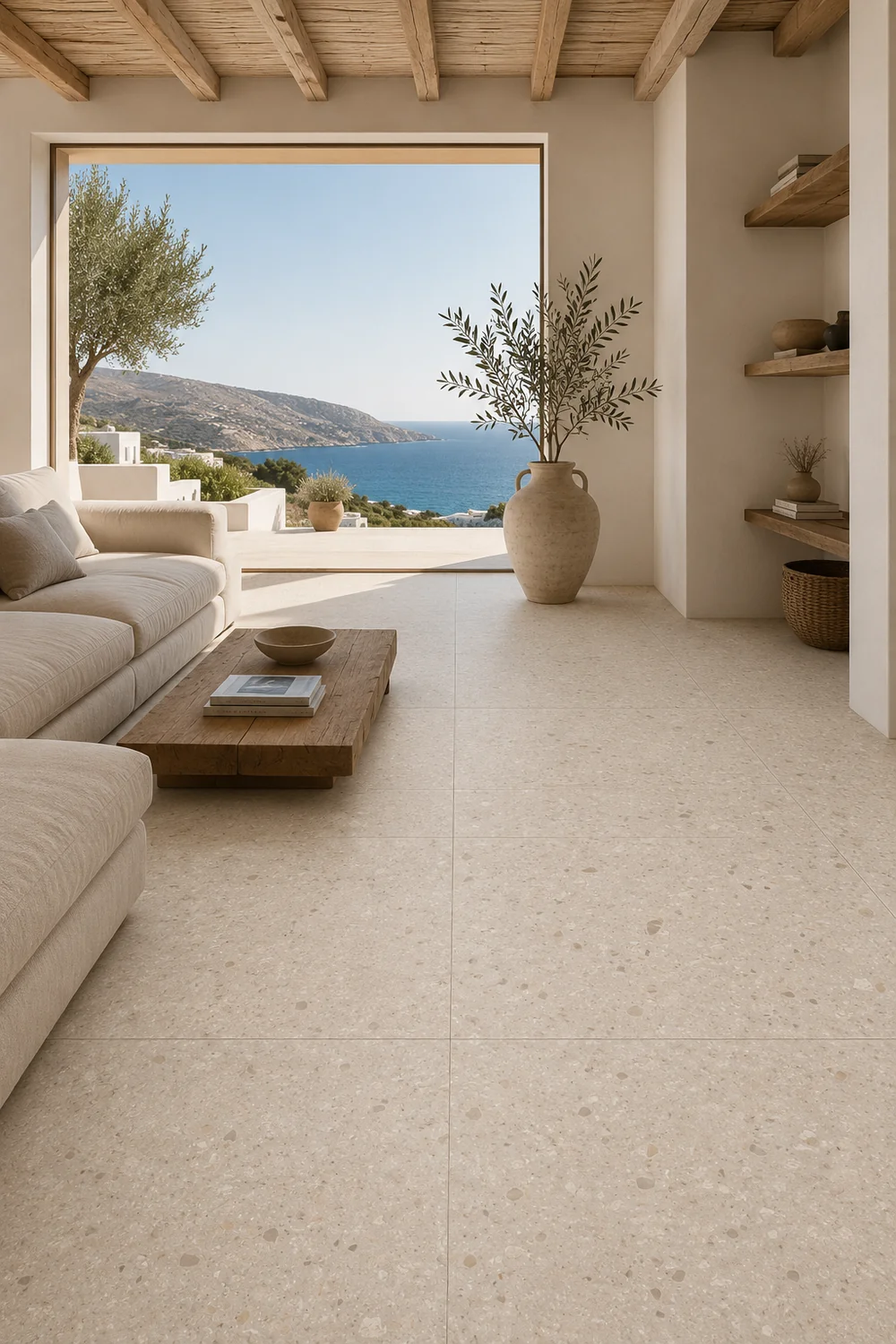 Beige terrazzo surface detail
